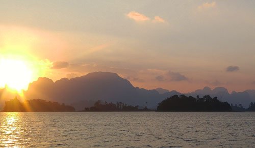 Sunrise at Cheow Lan Lake