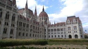 Back side of the Hungarian Parliament.