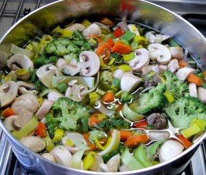 Vegetables in a pot cooking