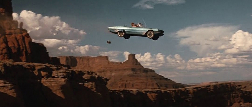 Thelma and Louise driving off the cliff